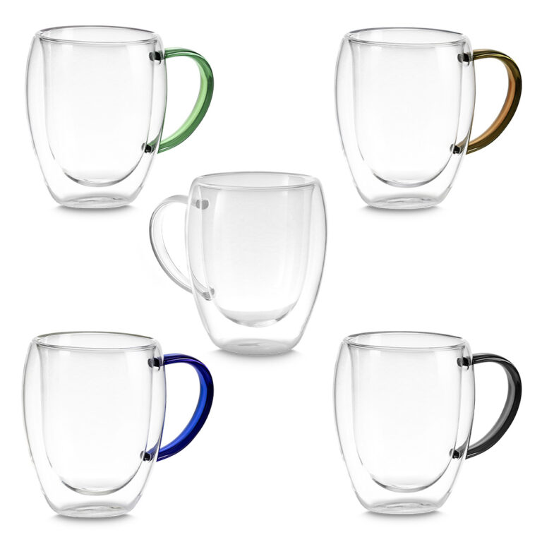 Caneca de vidro borossilicato com parede dupla personalizada