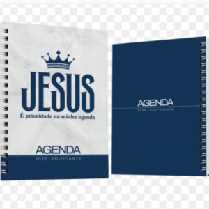 Agenda diária 2027 personalizada com encadernação wire-o preta, capa dura customizada e visão de um dia por página para organização corporativa.