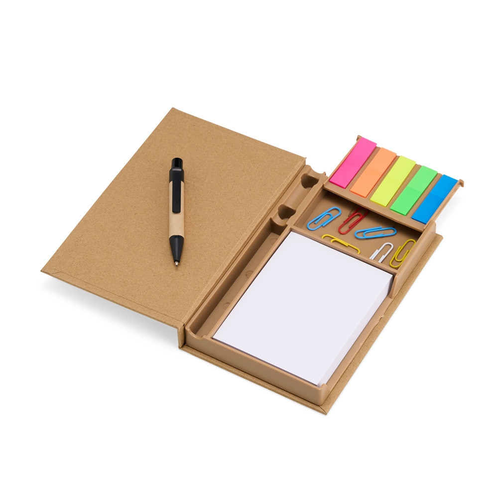 Bloco de Anotações com Autoadesivos e Caneta