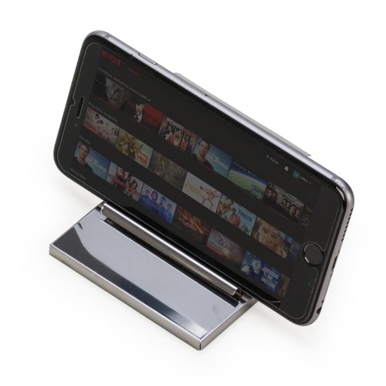 Porta Celular de Mesa Inox Personalizado - Elegância Única