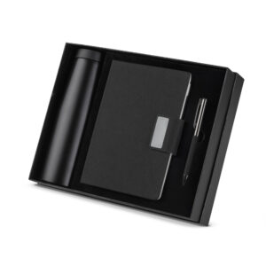 Kit Escritório  Caixa Caderno Garrafa e Caneta Metálica Personalizados