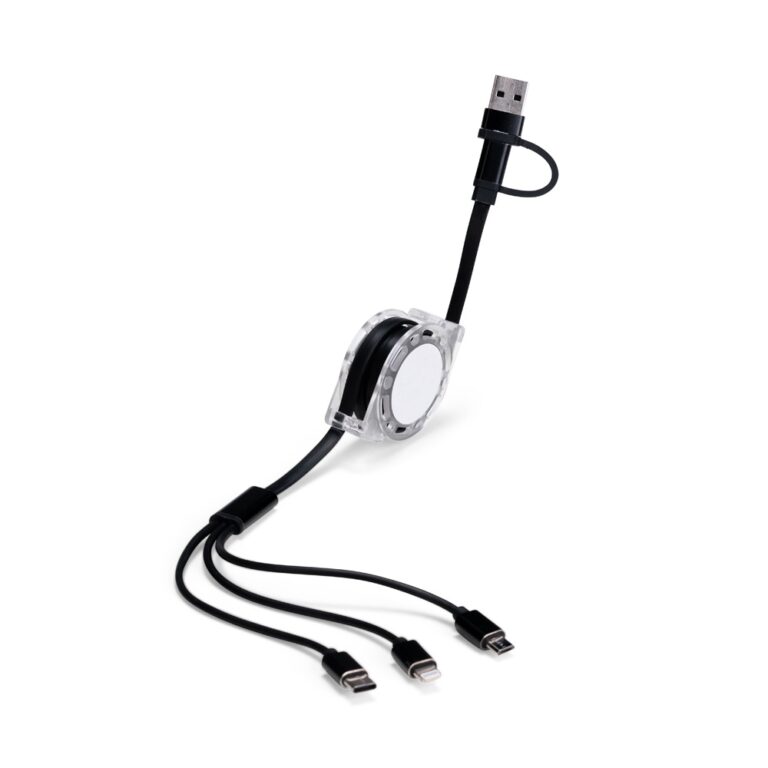 Cabo Retrátil 3 em 1 com Adaptador Personalizado